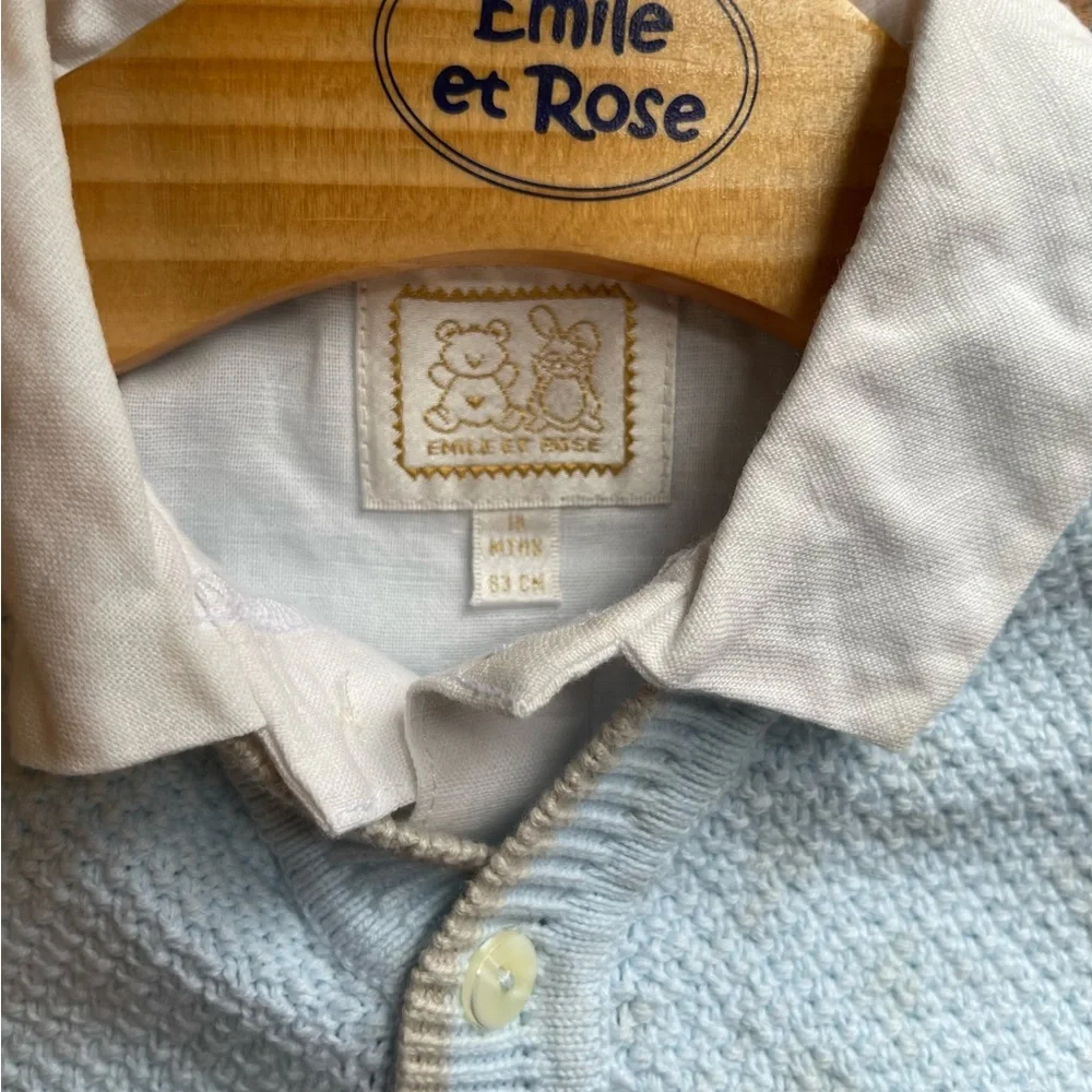 Emile et Rose Baby Linen shirt short and vest sweater  18 mos - Picture 7 of 7